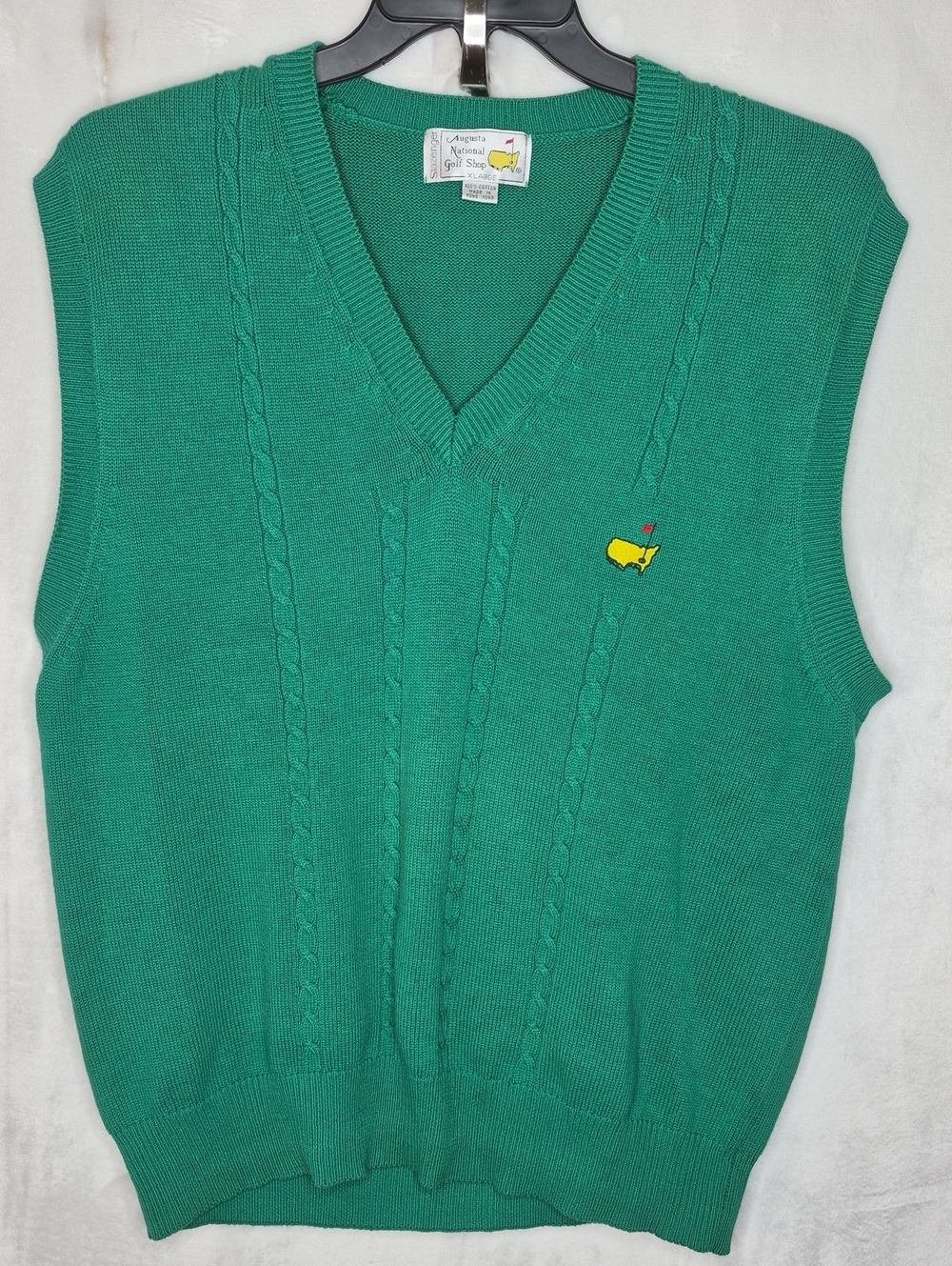 Vintage Slazenger Augusta National Masters Golf Shop Sweater Vest XL Green
